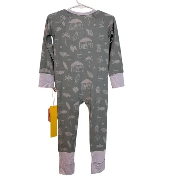 Remi &‎ Friends Baby Pajamas 18-24M Bamboo Limited Edition Zip Green Print - Picture 3 of 7
